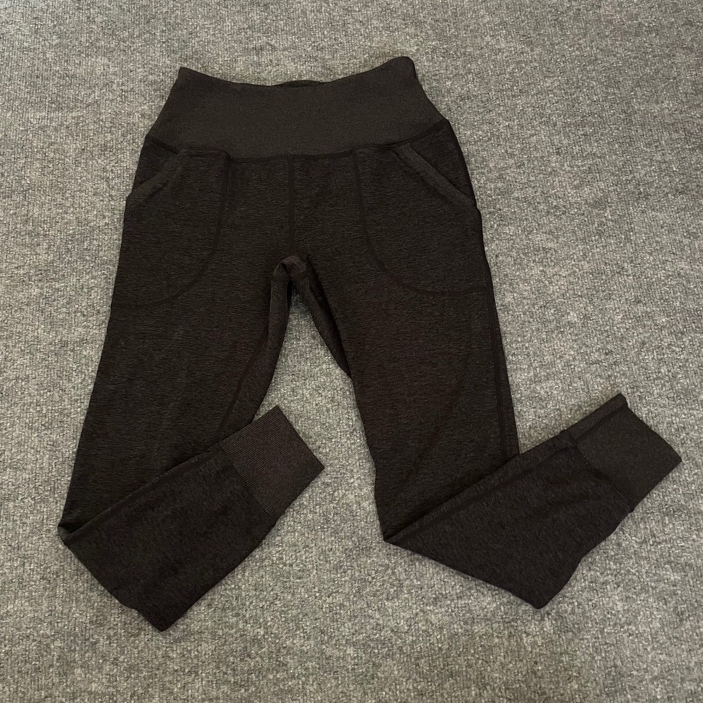 Zella High Waisted Joggers Women's Medium Heathered Black Athletic Pants Pockets